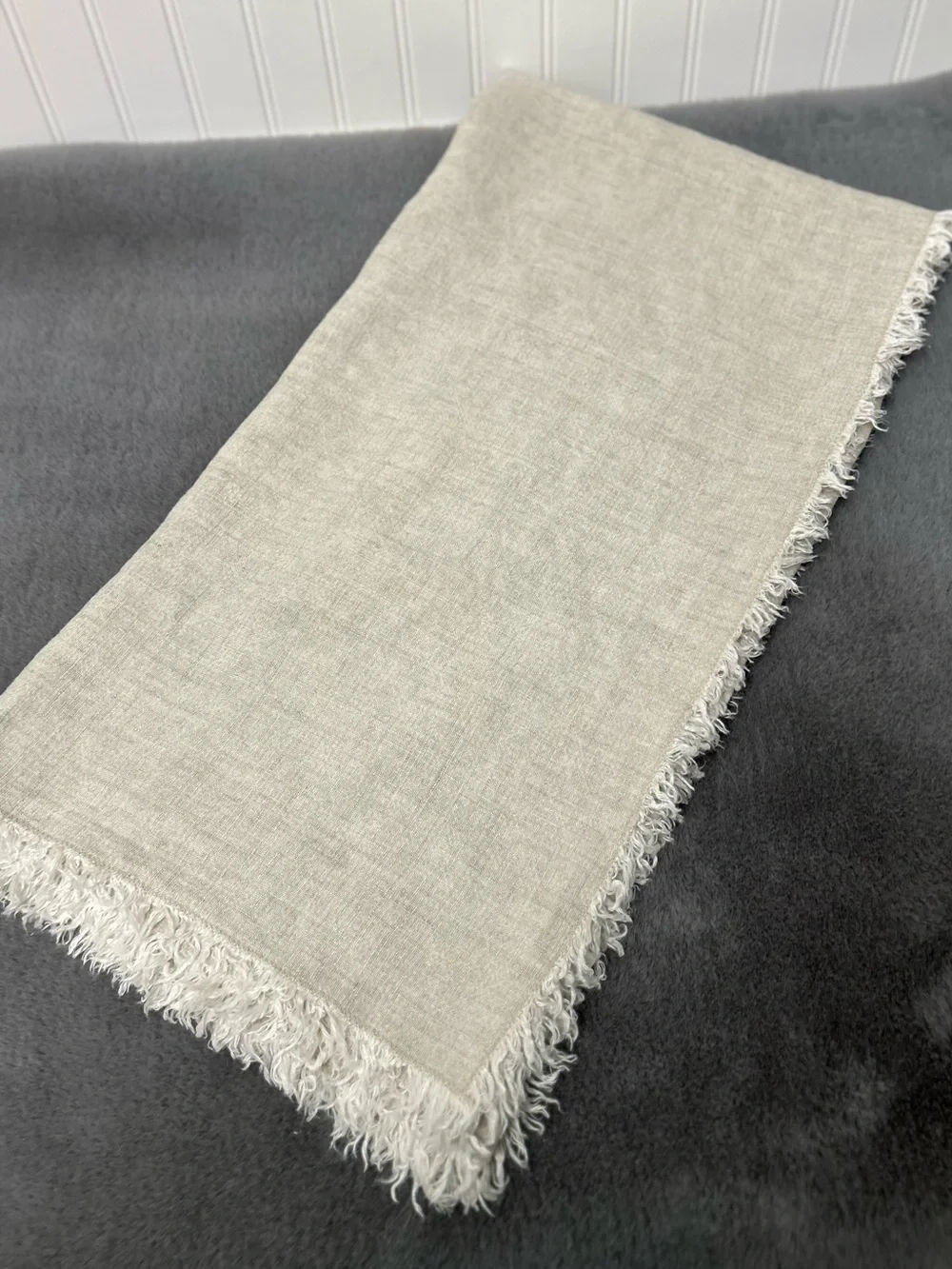 Pottery Barn Frayed linen table throw